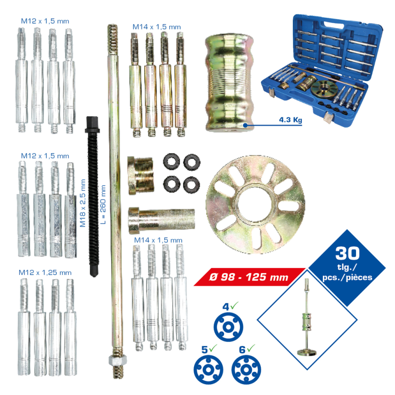 Coffret d'extracteurs de moyeux avec masse à inertie