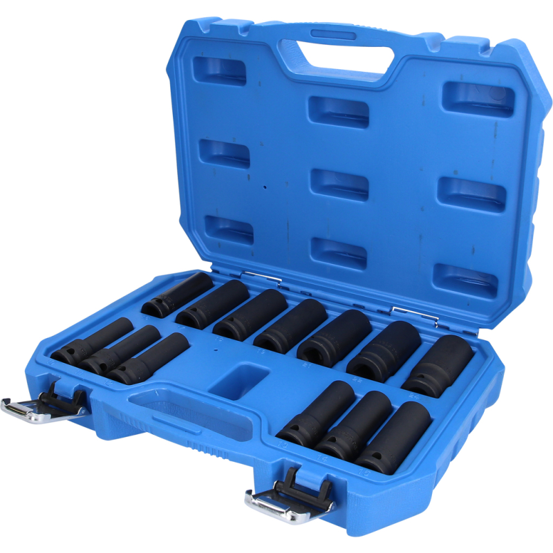 Jeu de douilles à chocs longues 1/2'' - 6 pans, 10 - 24 mm, 13 pcs