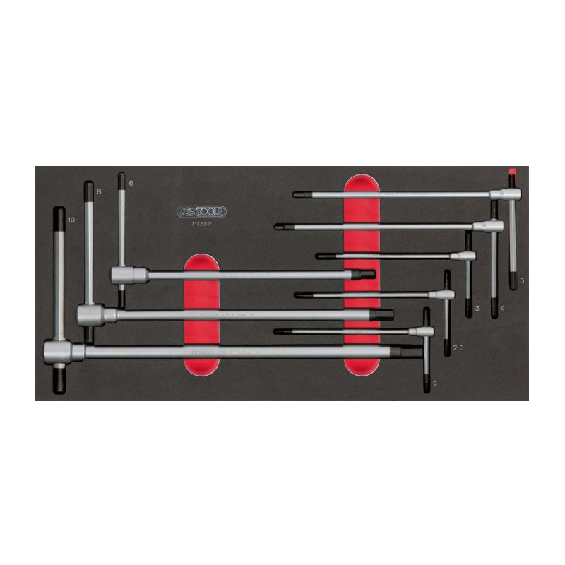 Module de clés mâles 6 pans à poignée en T - 8 pièces