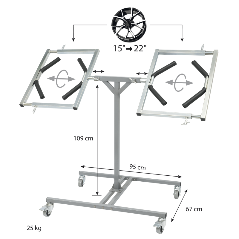 Support de peinture pour 2 jantes