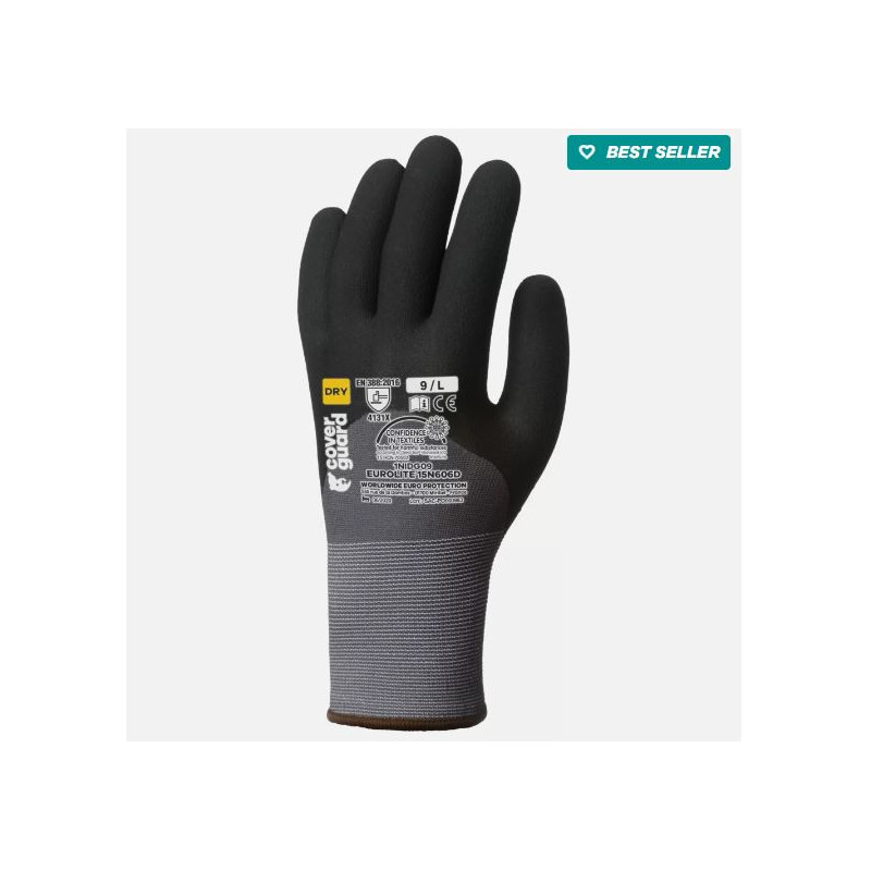 Gant EUROLITE 15N5606D end. nitrile paume+3/4 dos+picots T09