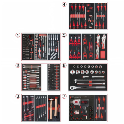 Servante atelier équipé One by One 7 tiroirs (337 outils)