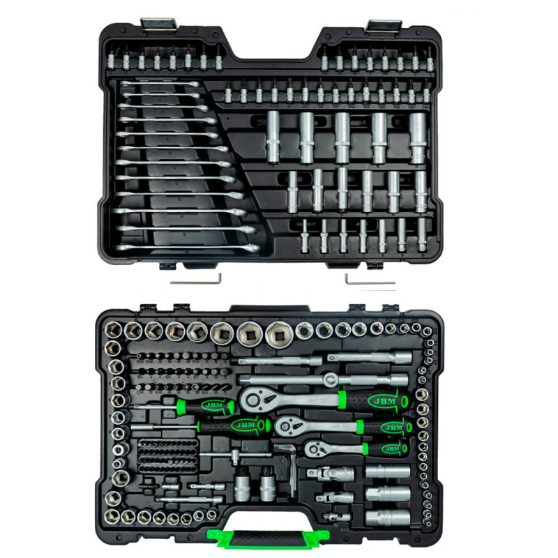 Coffret à outils avec douilles hexagonales zingué (216 pièces)