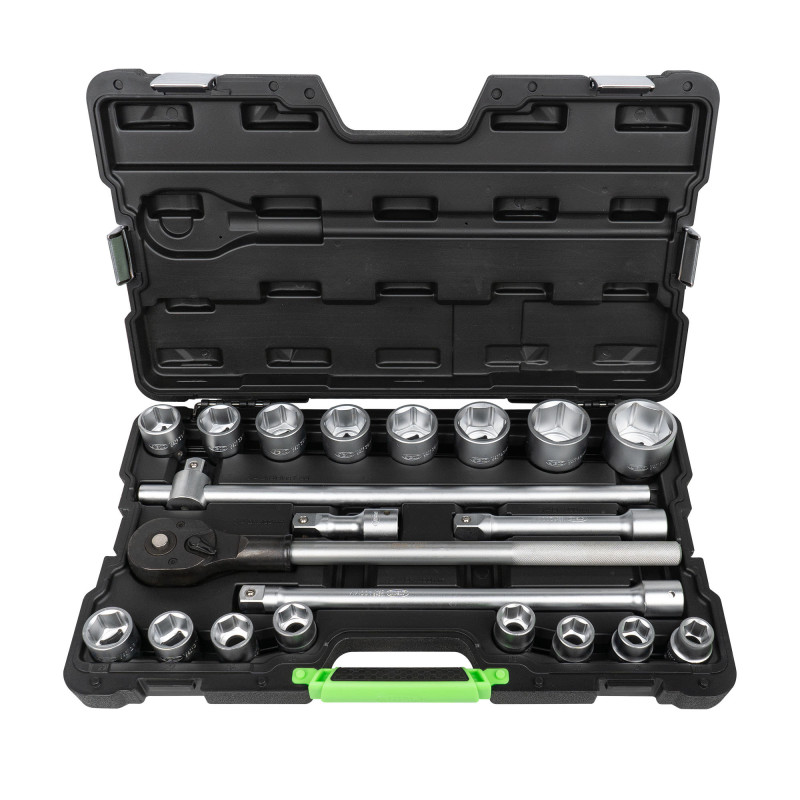 Coffret d'outils avec douilles hexagonales 3/4" zingué (21 pièces)