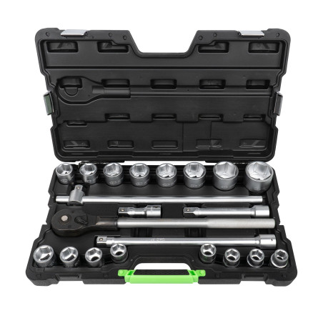 Coffret d'outils avec douilles hexagonales 3/4" zingué (21 pièces)