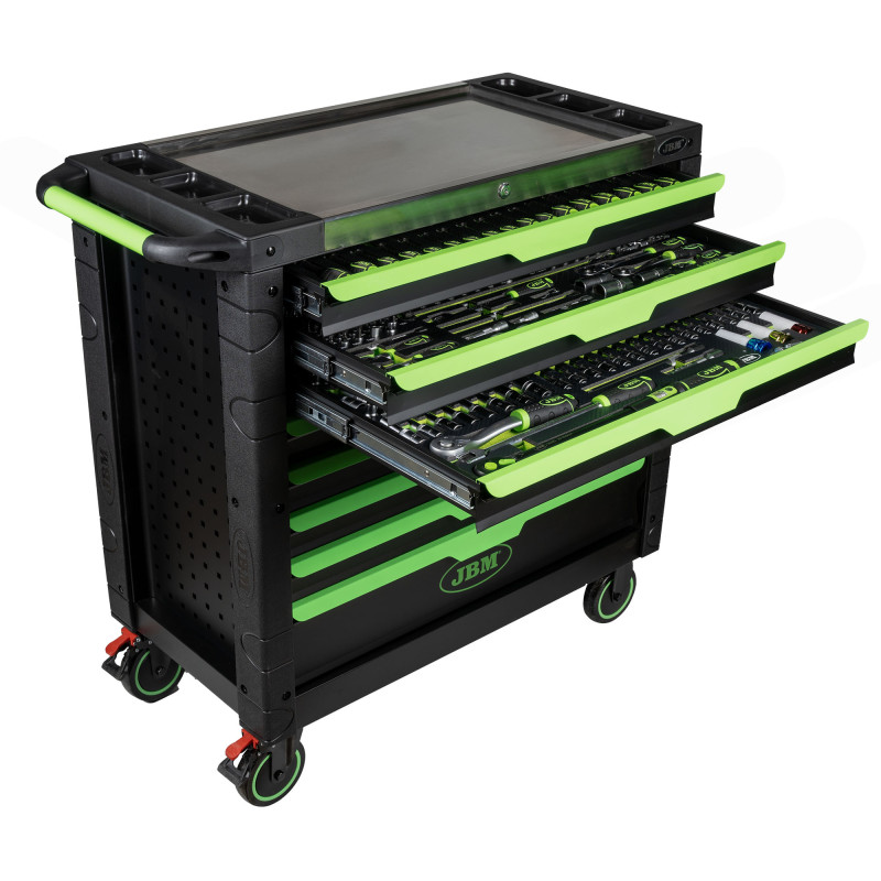 Chariot à outils équipé XL de 8 tiroirs monté (468 pièces)