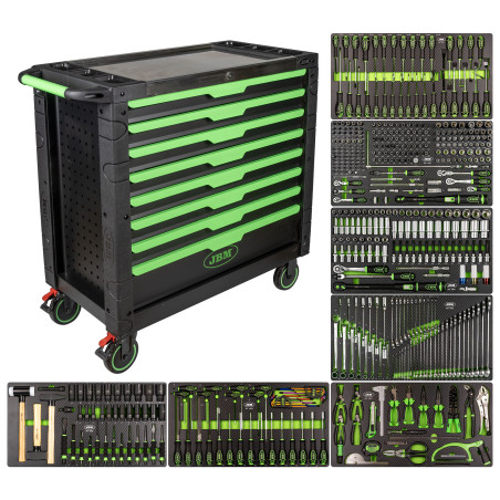 Chariot à outils équipé XL de 8 tiroirs monté (468 pièces)
