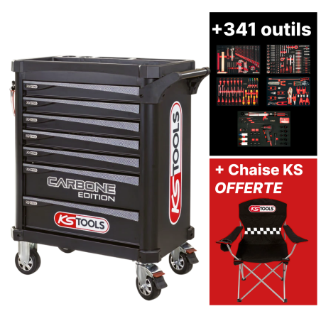 Servante 7 tiroirs CARBONE édition équipée de 341 outils