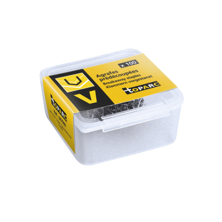 Boite de 100 agrafes angle interne étroit (V)