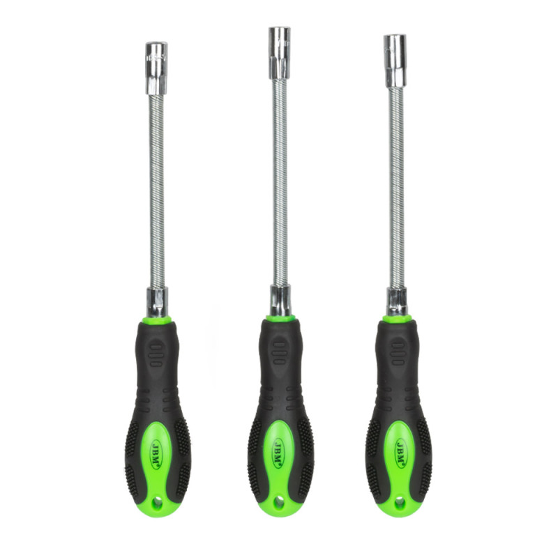 Jeu de 3 tournevis flexibles porte embouts 1/4" (6.7.8mm)