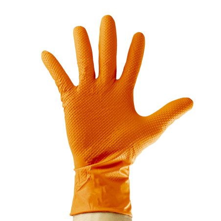 Boîte de 90 gants oranges en nitrile - Ép. 7mil (XL)