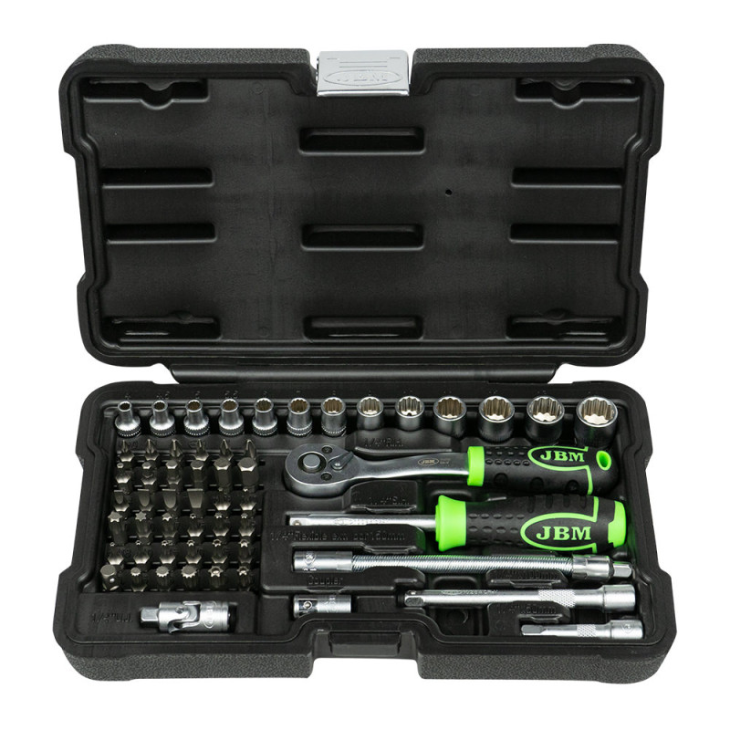 Kit d'outils avec douilles à 12 pans zinguées (56 pièces)