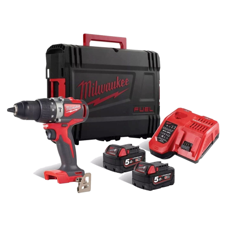 Perceuse MILWAUKEE à percussion 18V, 5,0Ah, 85 Nm,Coffret, 2 Bat. Red+ Chargeur