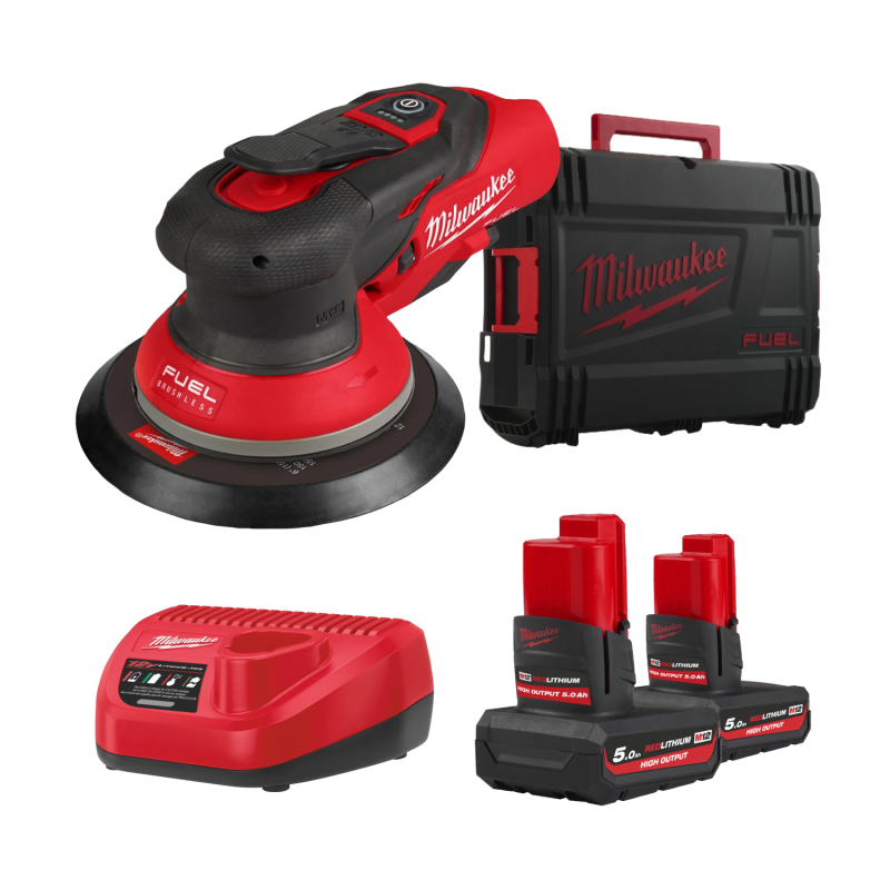 Ponceuse orbitale excentrique 150 mm (Ø d'oscillation 2.5 mm) + 2 batteries + chargeur + coffret