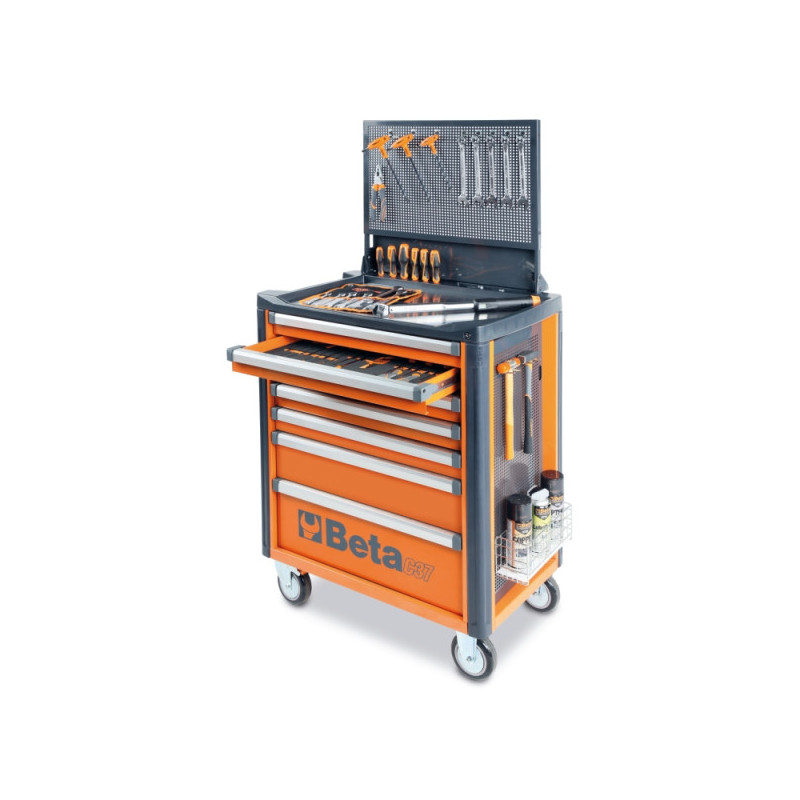 Servante mobile d'atelier 7 tiroirs Orange