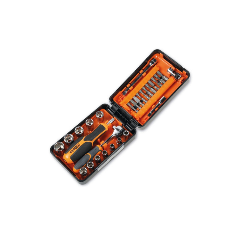 Coffret compact composé de 39 outils dont 11 douilles Multi-empreinte