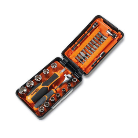 Coffret compact composé de 39 outils dont 11 douilles Multi-empreinte