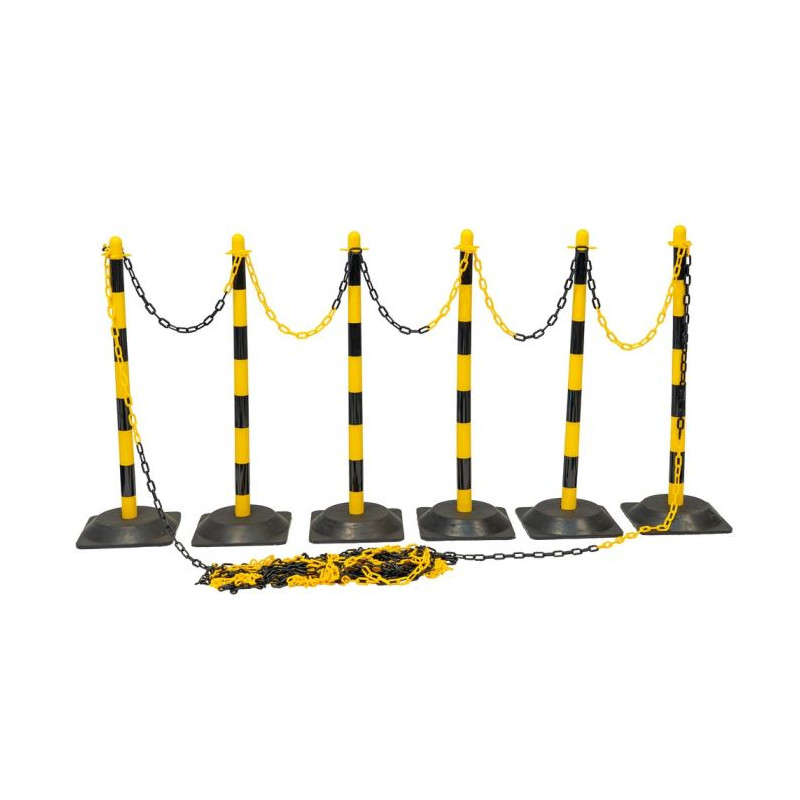 KIT DÉLIMITATION ZONE DE TRAVAIL (6 POTEAUX + 25M DE CHAÎNE)