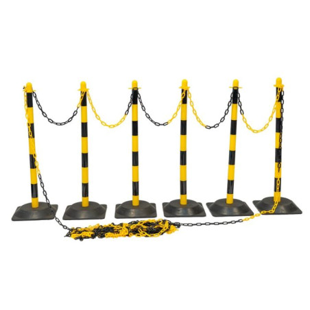 KIT DÉLIMITATION ZONE DE TRAVAIL (6 POTEAUX + 25M DE CHAÎNE)