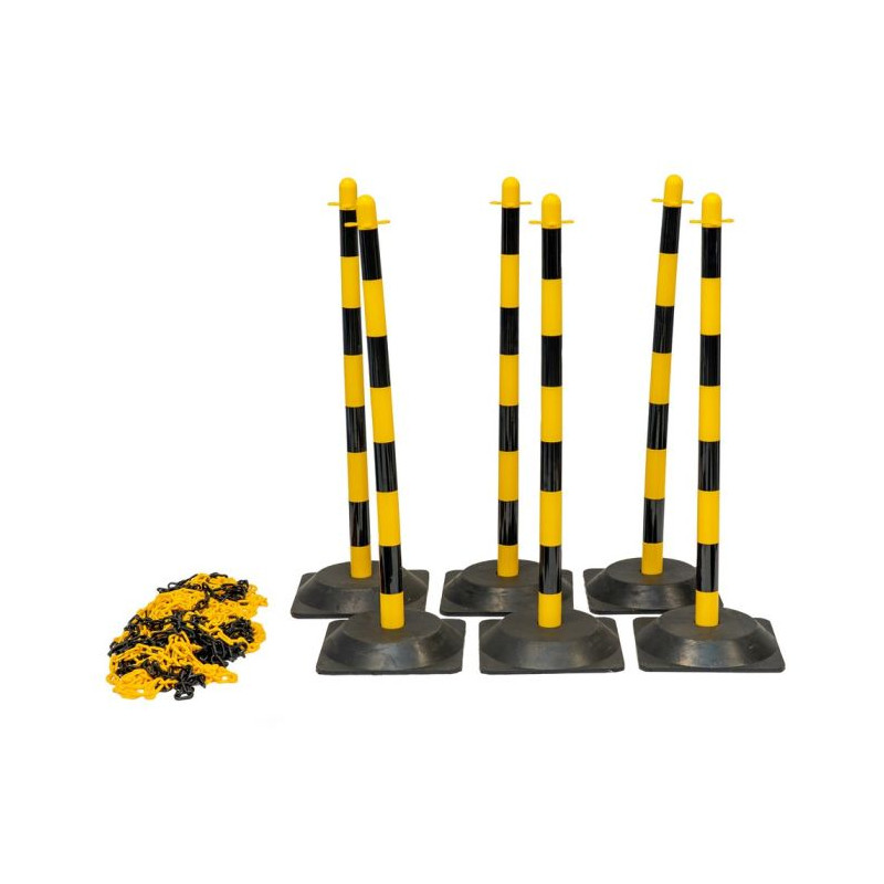 KIT DÉLIMITATION ZONE DE TRAVAIL (6 POTEAUX + 25M DE CHAÎNE)