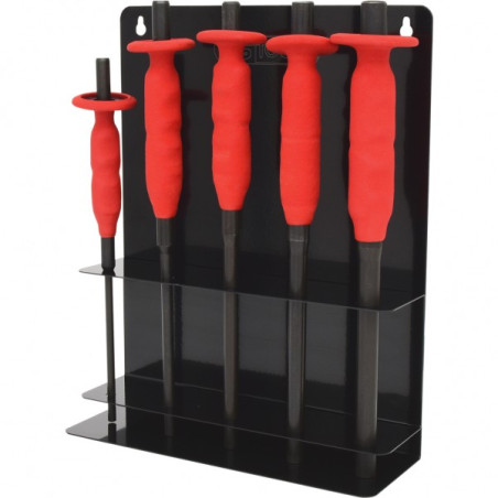 KS TOOLS : Présentoir de 5 chasse axes brunie avec poignée grip , 6-8-10-12-14 m