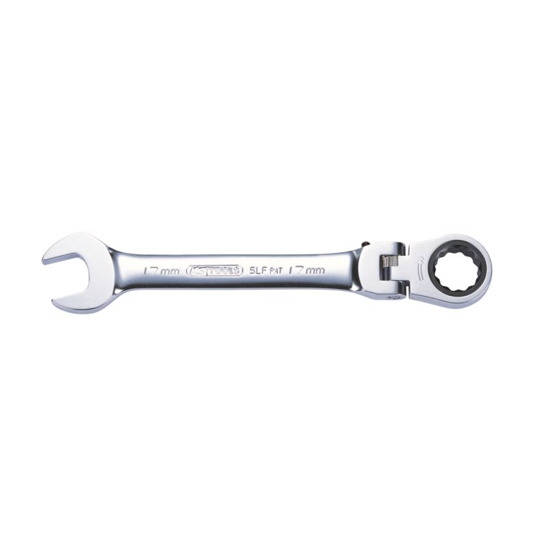 KS TOOLS - Clé mixte à cliquet à tête inclinable à verrouillage GEARplus®, 19 mm