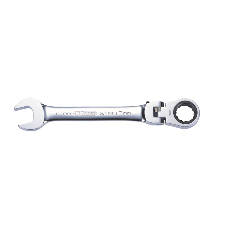 KS TOOLS - Clé mixte à cliquet à tête inclinable à verrouillage GEARplus®, 18 mm