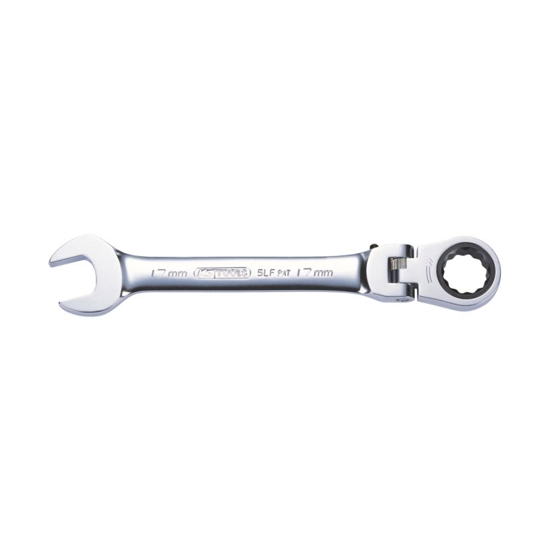 KS TOOLS - Clé mixte à cliquet à tête inclinable à verrouillage GEARplus®, 10 mm