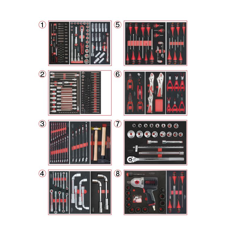 KS TOOLS - Composition d'outils PL 8 tiroirs pour servante, 354 pièces