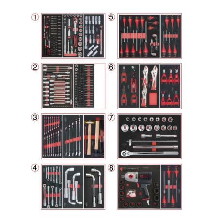 KS TOOLS - Composition d'outils PL 8 tiroirs pour servante, 354 pièces