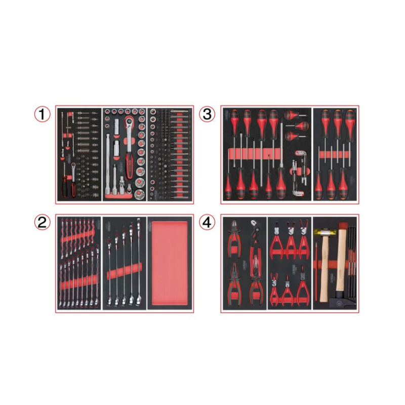 KS TOOLS - Composition d'outils 4 tiroirs pour servante, 241 pièces