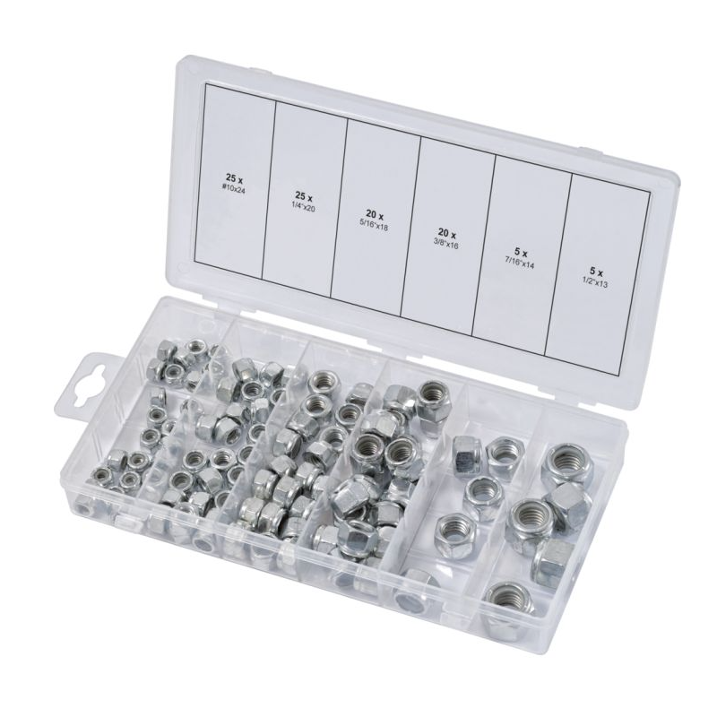 KS TOOLS - Assortiment d'écrous autoblocants UNC, 100 pcs