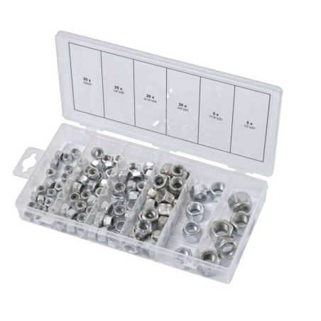 KS TOOLS - Assortiment d'écrous autoblocants UNF, 100 pcs