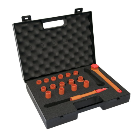 KS TOOLS - Coffret de douilles et accessoires 3/8'' isolés 1000V - 8 à 23 mm - 1