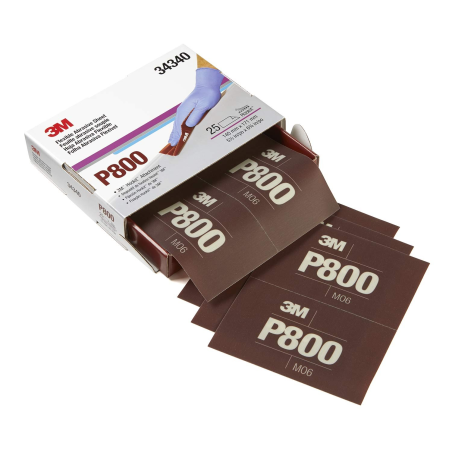 Feuilles abrasives flexibles 3M Hookit™140x171mm P800+Cale manuelle