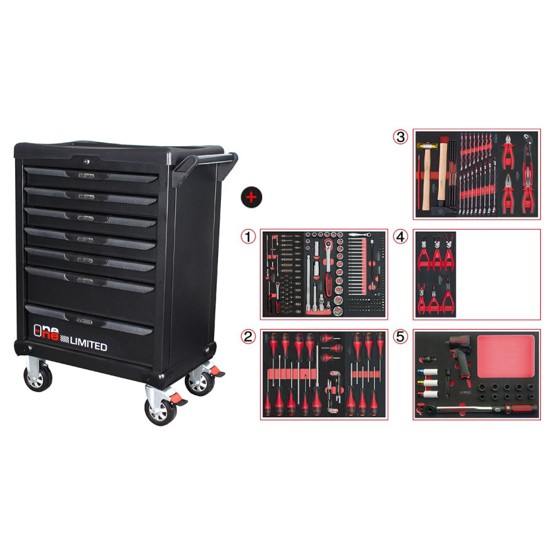 Servante One by One 7 tiroirs équipée de 265 outils