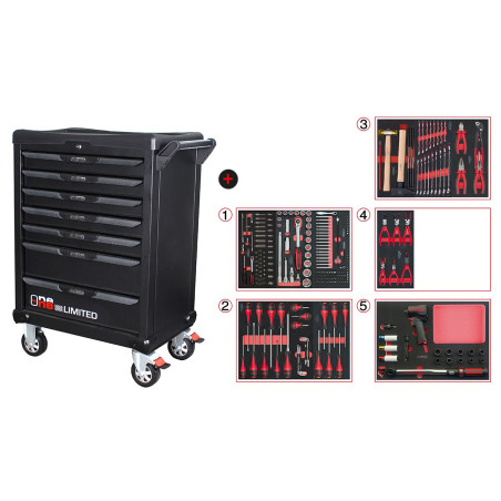 Servante One by One 7 tiroirs équipée de 265 outils
