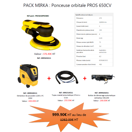 Pack Promo PROS 650CV Mirka