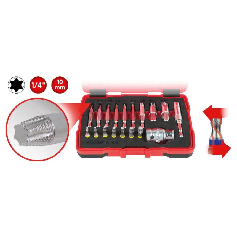 Coffret d'embouts d'extraction pour vis TORX®, 18 pcs