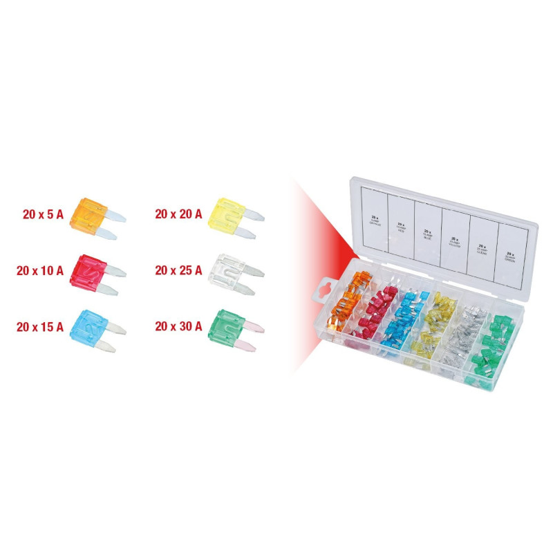 Assortiment de mini-fusibles, 120 pcs