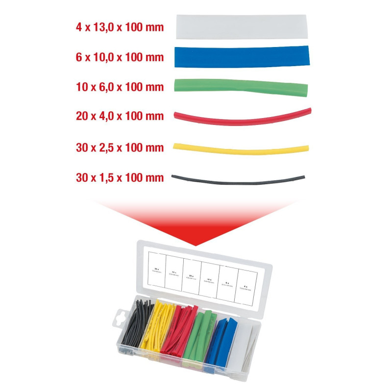 Assortiment de gaines thermo-rétractables, 100 pcs