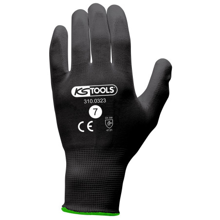 Gants de protection microfibres noirs, T.7, 12 paires