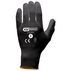 Gants de protection microfibres noirs, T.8, 12 paires