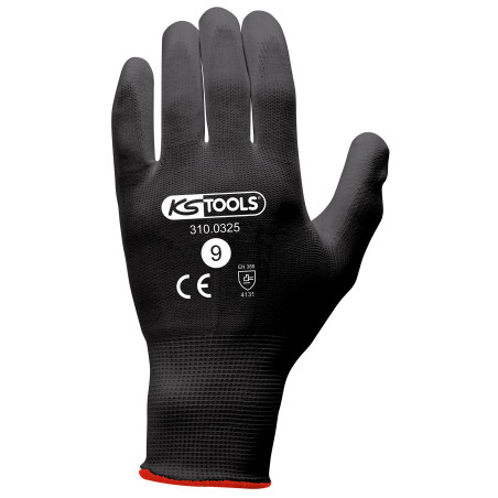 Gants de protection microfibres noirs, T.9, 12 paires