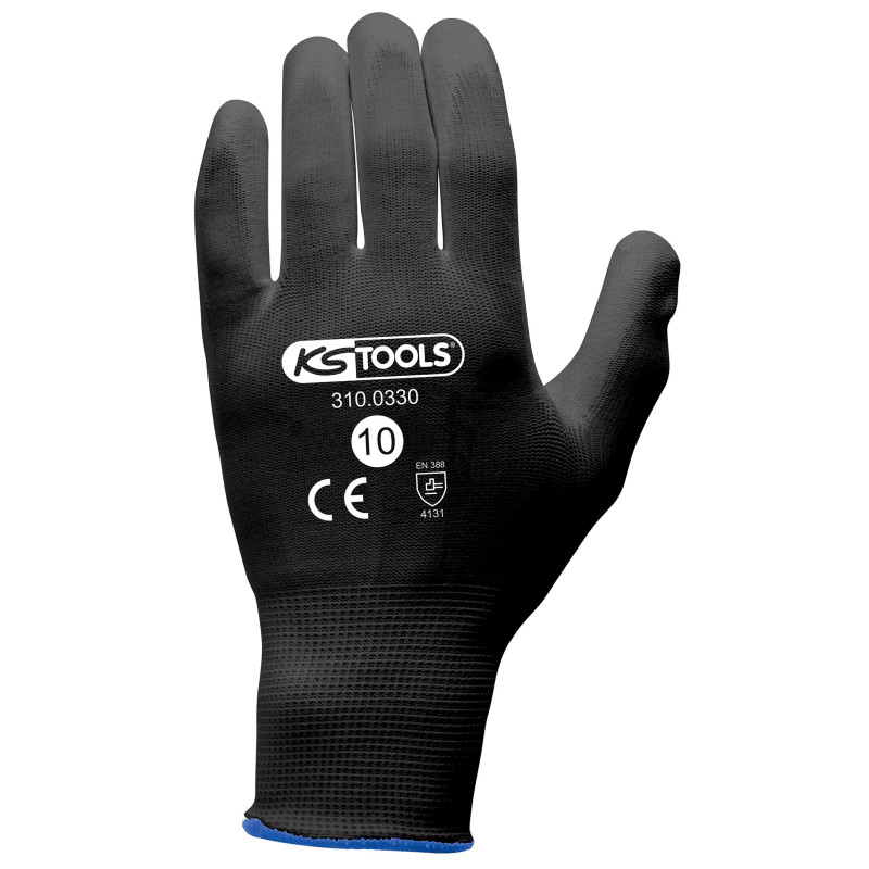 Gants de protection microfibres noirs, T.11, 12 paires