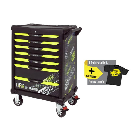 Servante One by One 7 tiroirs ed. limitee Fluo 2019 251 outils+TShirt