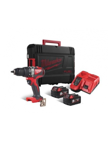 Perceuse MILWAUKEE à percussion 18V, 5,0Ah, 85 Nm,Coffret, 2 Bat. Red+ Chargeur