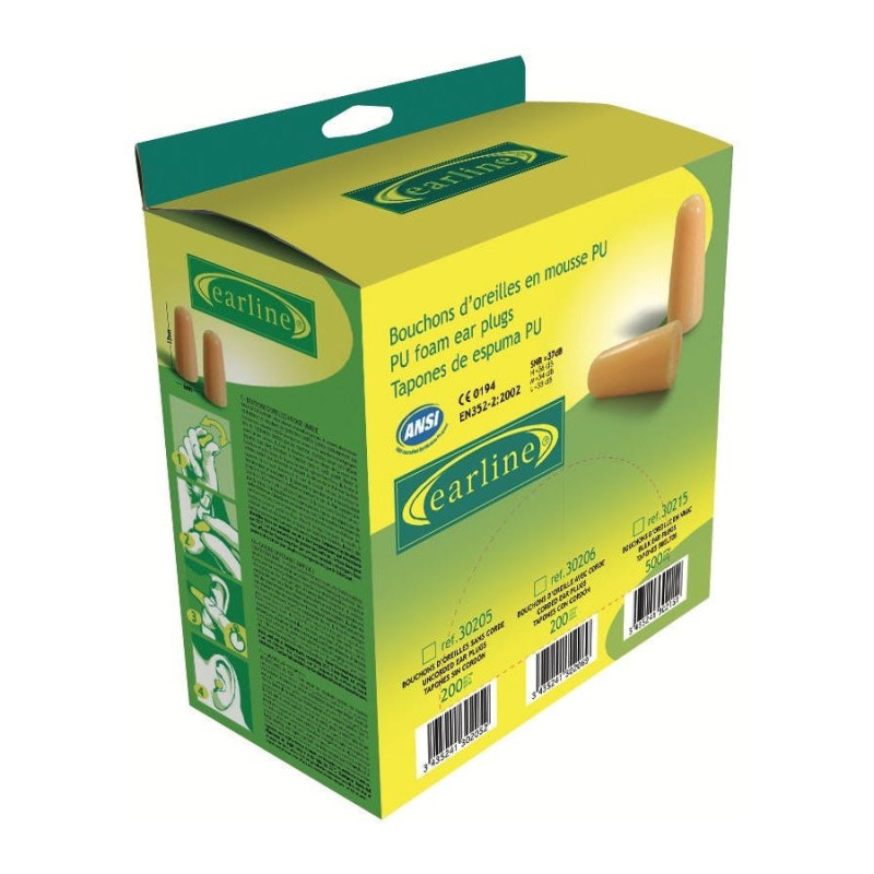 bouchon antibruit PU orange SNR36 dB(boite de 500 paires en vrac)