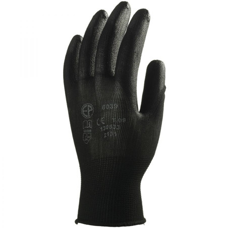 Gants polyester noir, paume end.PU noir T07