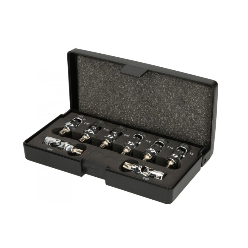 Coffret de 8 douilles articulées TORX - 1/4 T8-T40